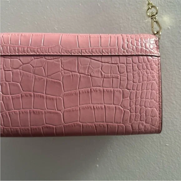 Strathberry Pink Croc-Embossed Bag with Gold Chain - Picture 5 of 15